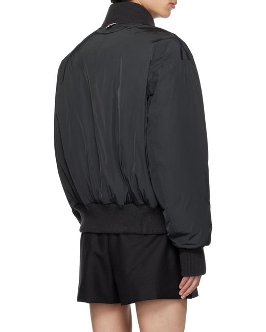 Thom Browne Black Bar Stripe Zipped Bomber Jacket for men