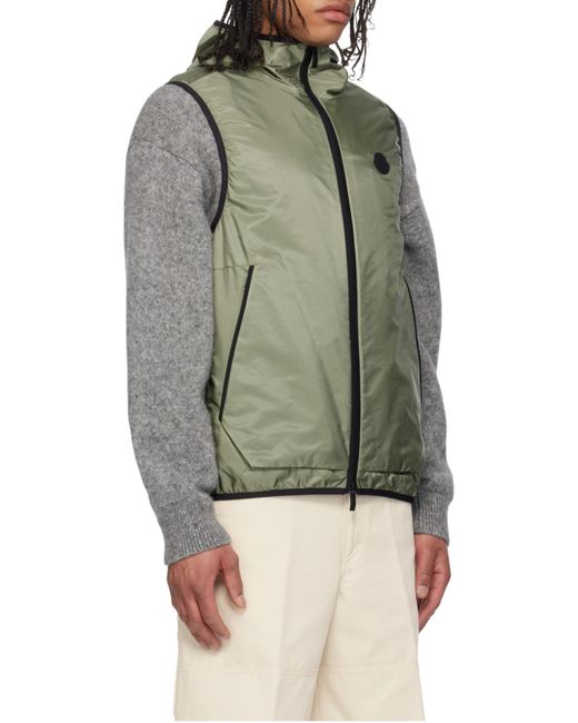 Moncler Green Moretan Zip-Up Hooded Gilet for men