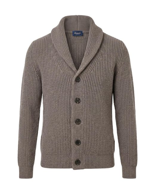 Drumohr Gray Long-Sleeve Single-Breasted Cardigan for men