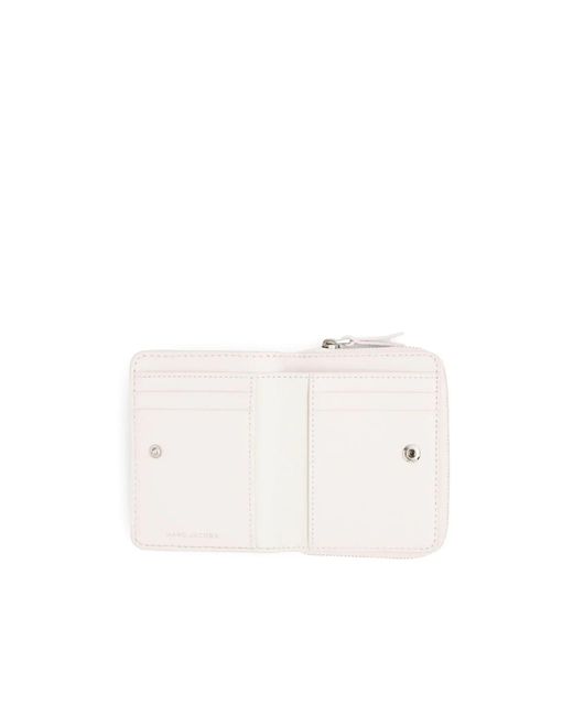 Marc Jacobs White Logo Printed Zipped Mini Compact Wallet