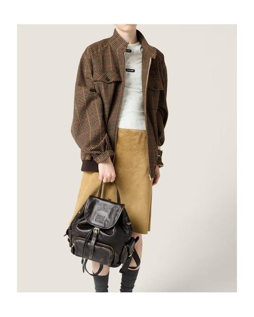 Miu Miu Brown Virgin Wool Houndstooth Jacket