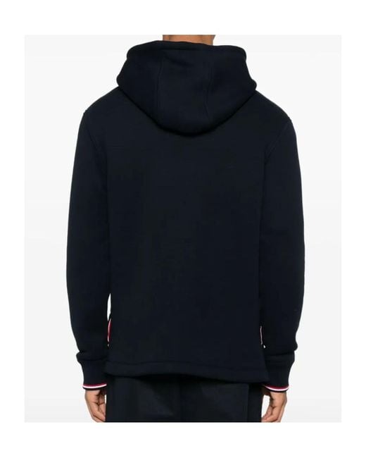 Thom Browne Black Rwb-Stripe Drawstring Hoodie for men