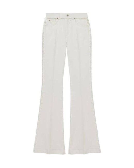 McQueen White Raw Finish Flared Jeans