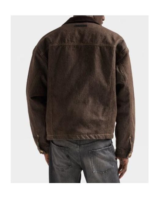 7 For All Mankind Brown Corduroy-Collar Denim Jacket for men