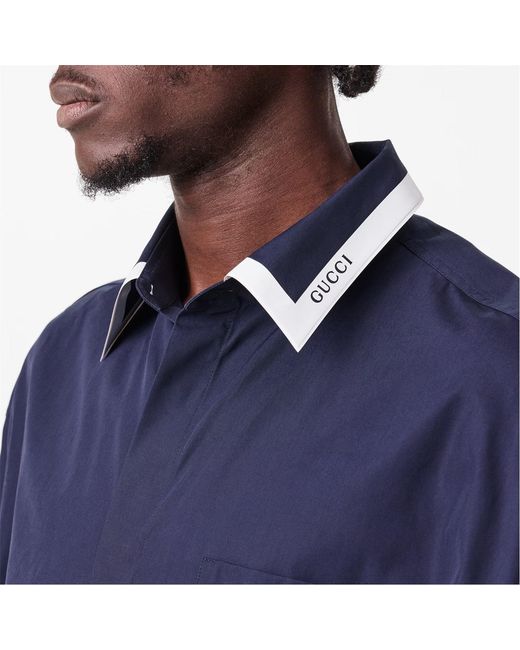 Gucci Blue Logo Short Sleeve Shirt for men