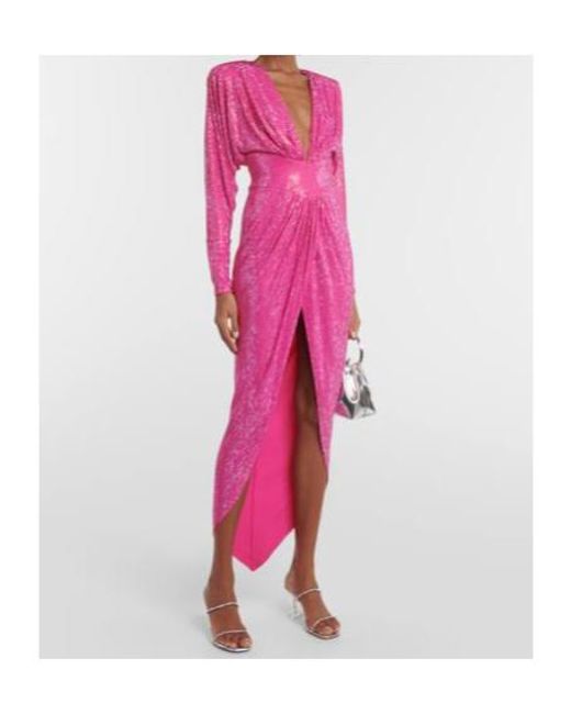 Alexandre Vauthier Pink Embellished Maxi Dress