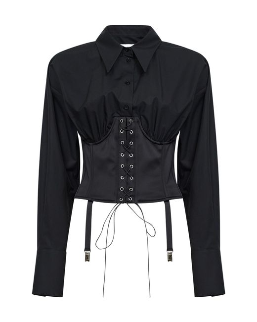 GIUSEPPE DI MORABITO Black Corset Detail Cropped Top