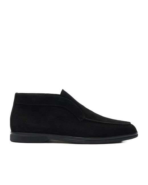 Scarosso Black Leonardo Round-Toe Ankle Boots for men