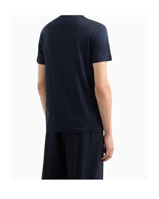 Giorgio Armani Blue Crew-Neck Short-Sleeve T-Shirt for men