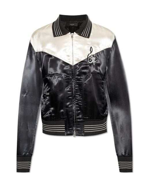 Amiri Black Logo Patch Bomber Jacket for men