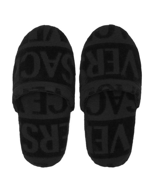 Versace Black Logo Detailed Slippers for men