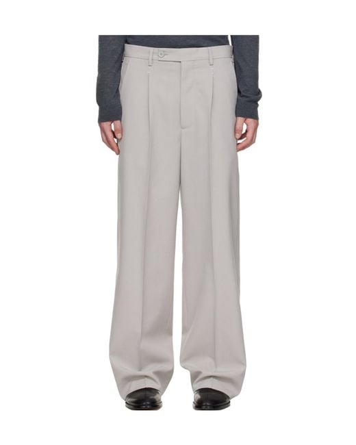 MM6 by Maison Margiela Gray Pleated Tailored Pants for men