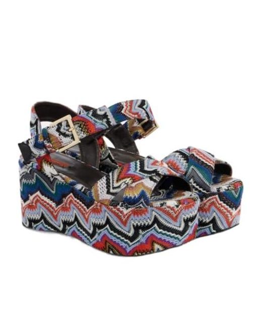 Missoni Blue Julia Raschel Lamé Platform Sandals