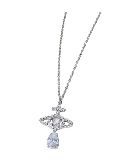 Vivienne Westwood White Olympia Drop Pendant Necklace