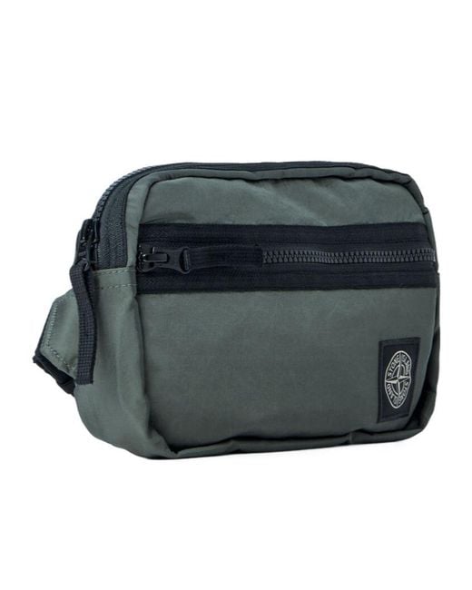 Stone Island Gray Logo Zip Belt Bag for men