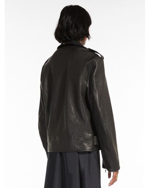 Sportmax Black Logo Leather Jacket