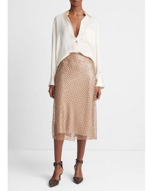 Vince Brown Beaded Sequined Skirt