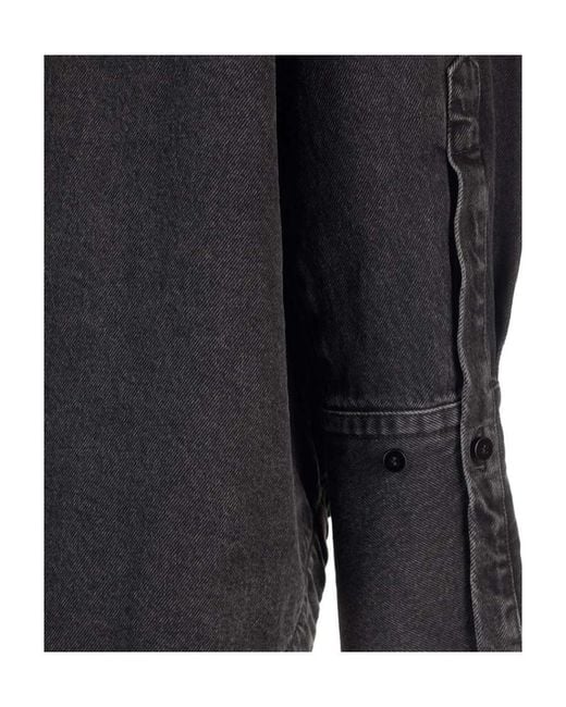The Attico Blue The Logo Embroidered Buttoned Denim Shirt
