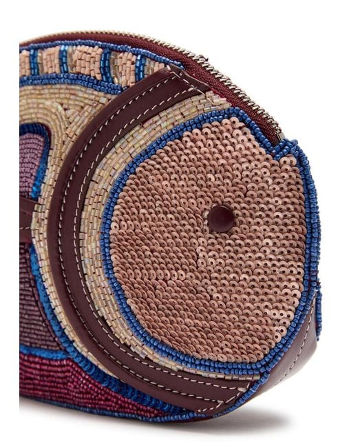 Staud Purple Beaded And Sequin-Embellished Clutch