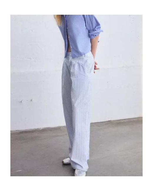 Rag & Bone Blue Striped-Pleated Trousers