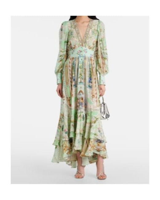 Camilla Green Crystal-Embellished Silk Maxi Dress