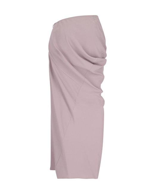 Dries Van Noten Purple Ruched High-Low Waist Skirt