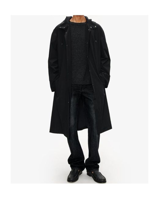 A.P.C. Black Hooded Long Coat for men