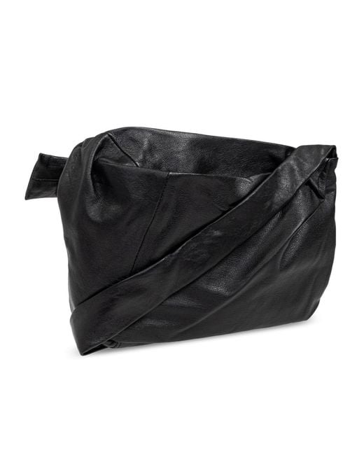 Yohji Yamamoto Black Asymmetric Shoulder Bag for men
