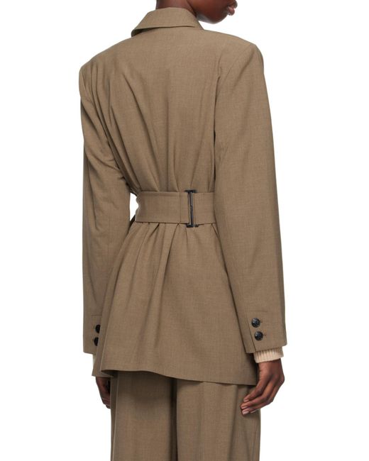 Ganni Brown V-Neck Wrap Blazer