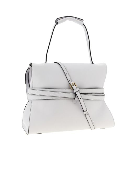 Moschino White Logo Embossed Shoulder Bag