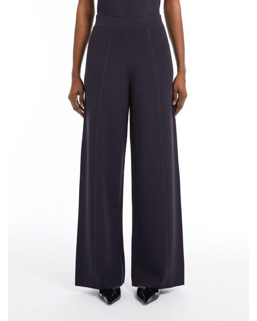 Max Mara Blue Assiro High Waist Wide-Leg Pants