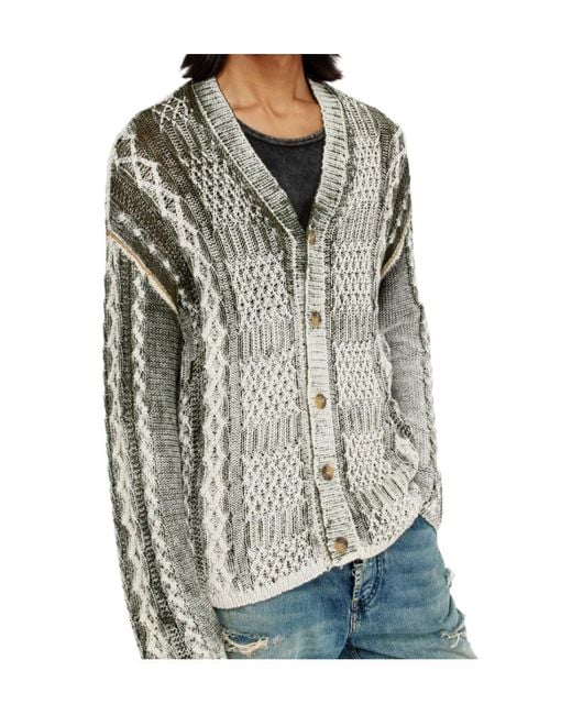 DIESEL Gray K Mioto Textured Knit Cardigan for men