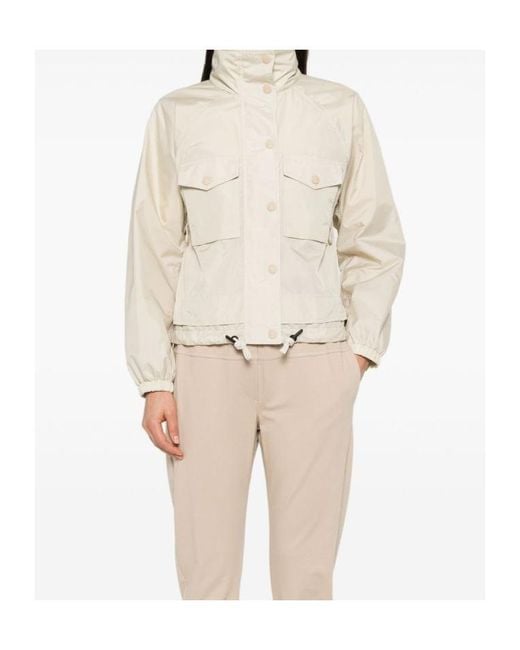 Moncler Natural Grenoble High-Neck Drawstring Coat