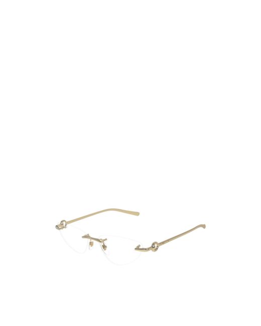 Gucci White Eyewear Rimless Cat-Eye Glasses And Frames