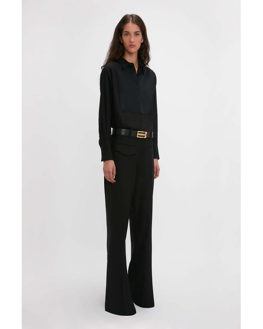 Victoria Beckham Black Freshly Cut Wool Back Casual Pants