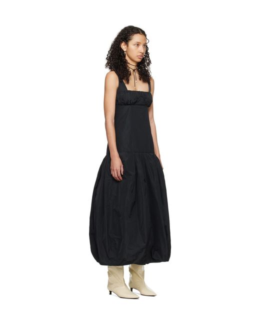 Jil Sander Black Pleated Medium-Length Dress