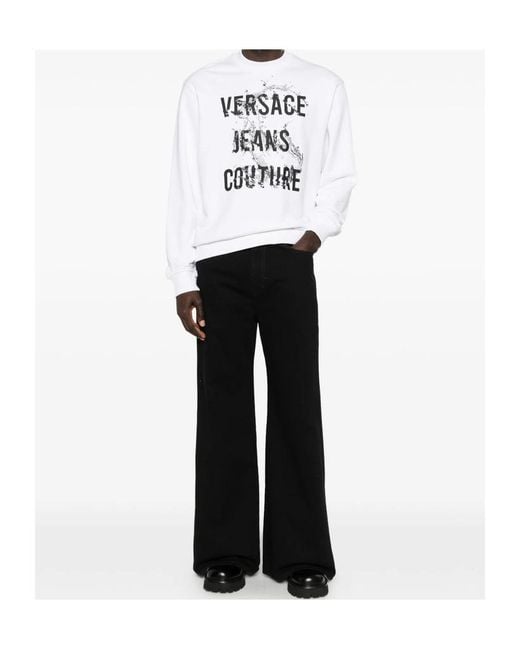 Versace Jeans White Couture Logo Print Sweatshirt for men