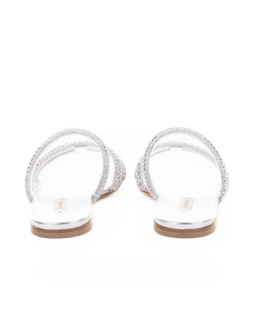 Casadei White Round Toe Slippers
