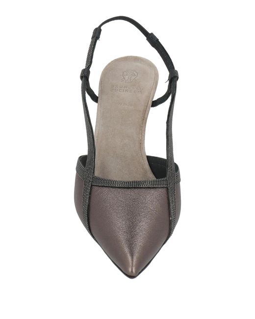 Brunello Cucinelli White Metallic Pointed-Toe Stiletto Heels Adorned
