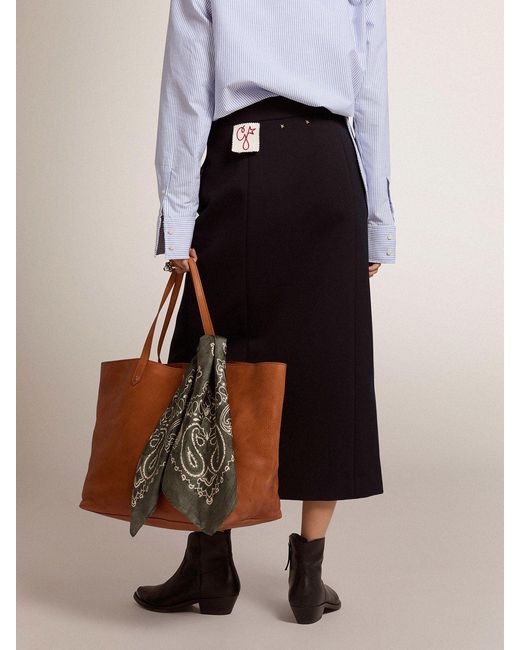 Golden Goose Deluxe Brand Blue Button-Up Pencil Skirt