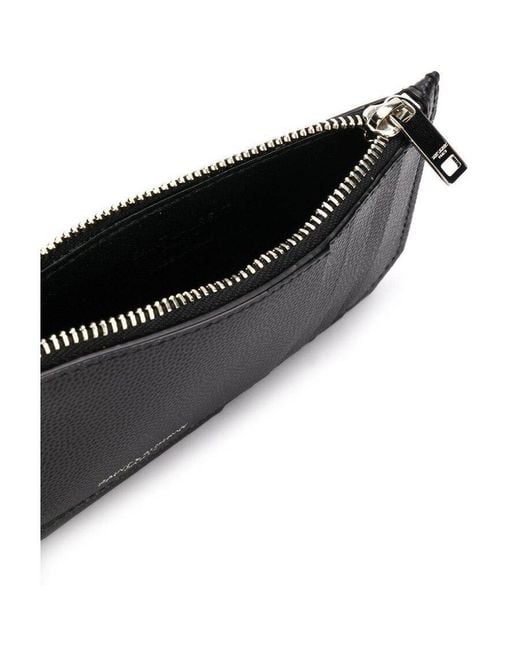 Saint Laurent Black Paris Fragment Zipped Card Case for men