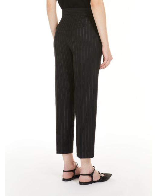Max Mara Black Pinstripe Cigarette Tube Casual Pants