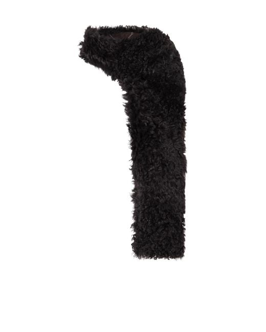 Nour Hammour Black Shearling Scarf