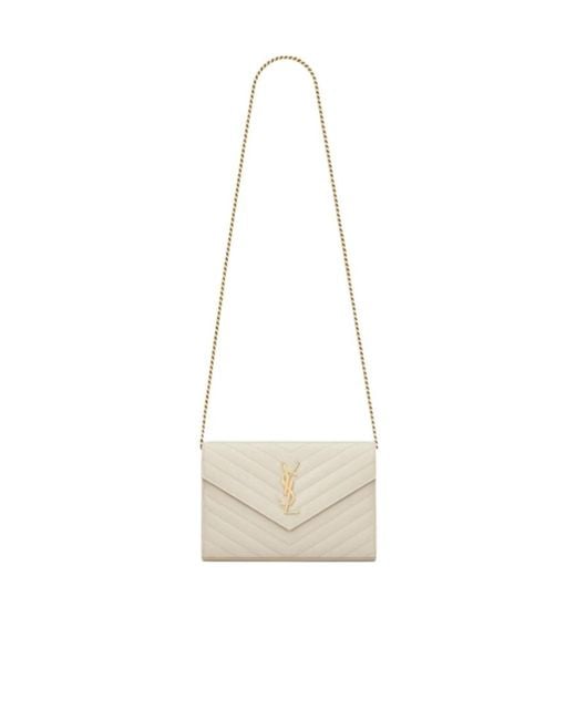 Saint Laurent White Classic Cassandre Chain Wallet