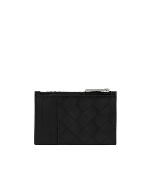 Bottega Veneta Black Intrecciato Zipped Card Case for men