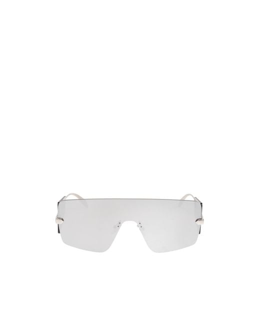 McQueen White Eyewear Futuristic Shield Sunglasses for men
