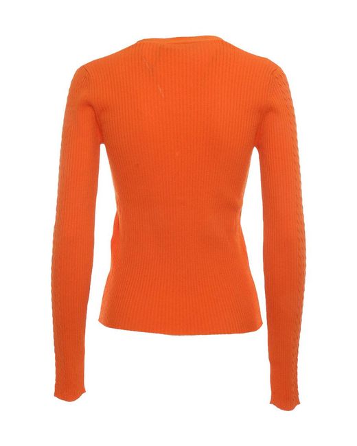 Max Mara Orange V-Neck Cardigan