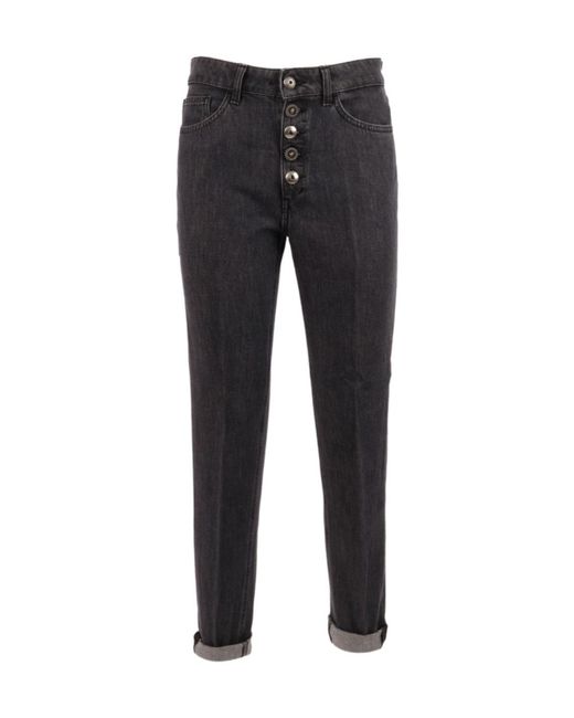 Dondup Black Cropped Tapered Jeans