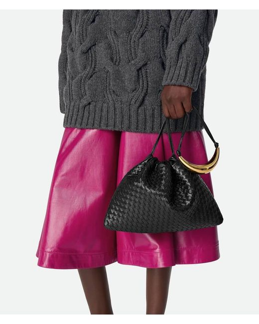 Bottega Veneta Black Calfskin Embellished Dustbag Shoulder Bag