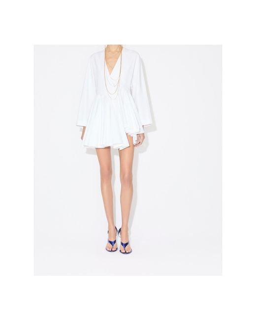 Alaïa White Alaïa Asymmetrical V-Neck Short Dress